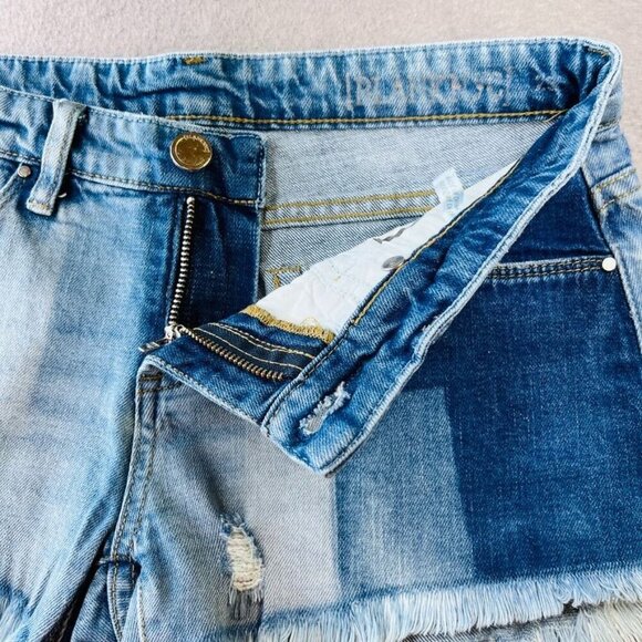 Blank NYC Distressed Cut Off Shorts Size 25 SHort Shorts Patchwork Faded - Picture 4 of 11
